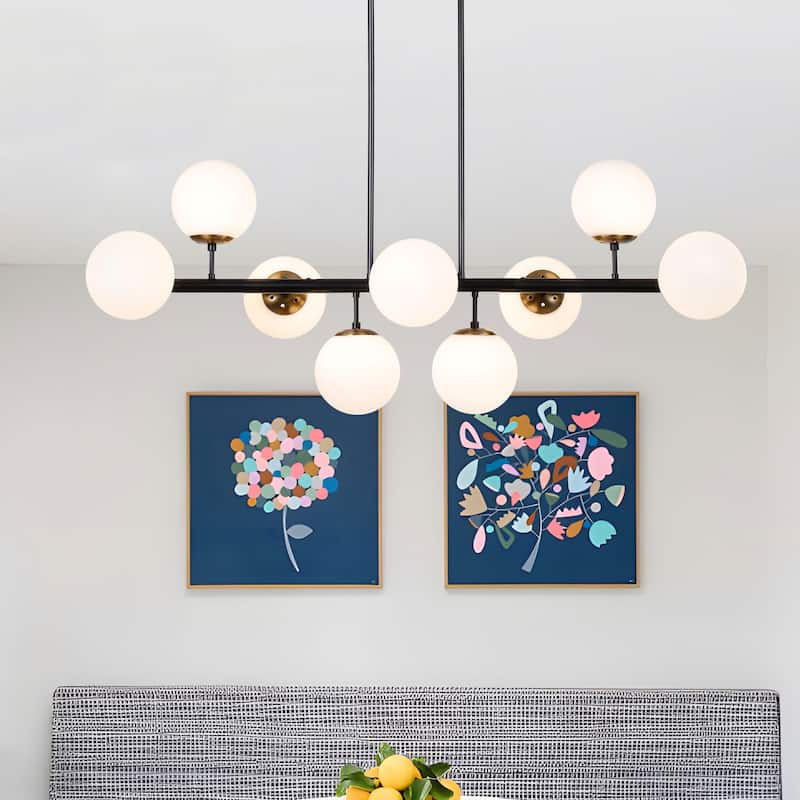 White Sphere Pendant Lighting for Kitchen Island, Futuristic Orb Globes (Black or Gold) - N/A