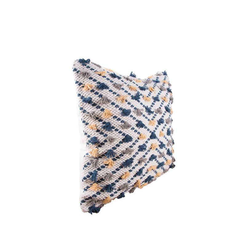 18" x 18" Diagonal Tuft Navy Woven Square Throw Pillow