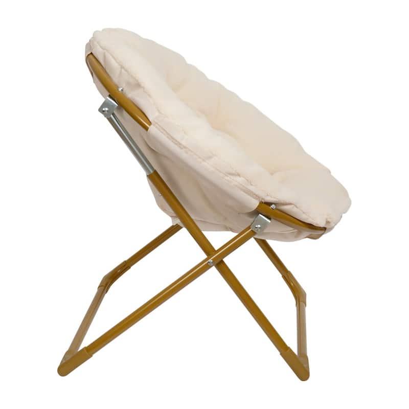 Kids Folding Synthetic Fur Saucer Chair for Playroom or Bedroom - 12.25"D x 22.75"W x 22"H