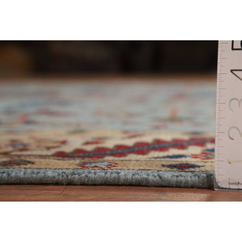 Light Blue Heriz Serapi Indian Area Rug Hand-Knotted Wool Carpet - 7'9" x 9'9"