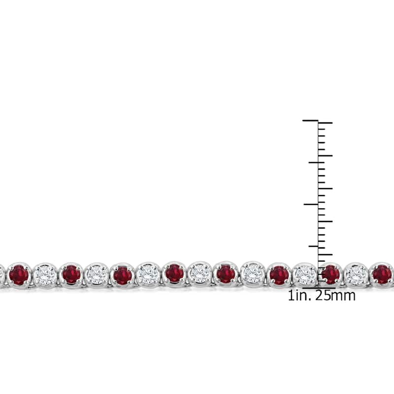 Auriya 14k Gold Ruby and Diamond Tennis Necklace