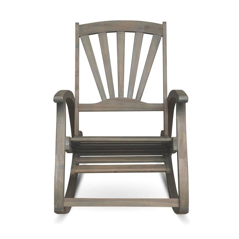 Outdoor Acacia Wood Rocking Chair with Retractable Footrest