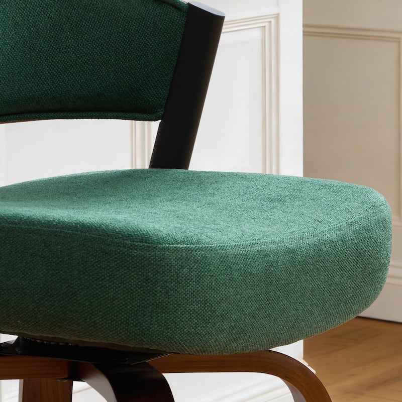 Upholstered Swivel Counter Height Bar Stool with Curved Back and Bentwood Frame - 37.2"H x 19.1"W x 20.5"D