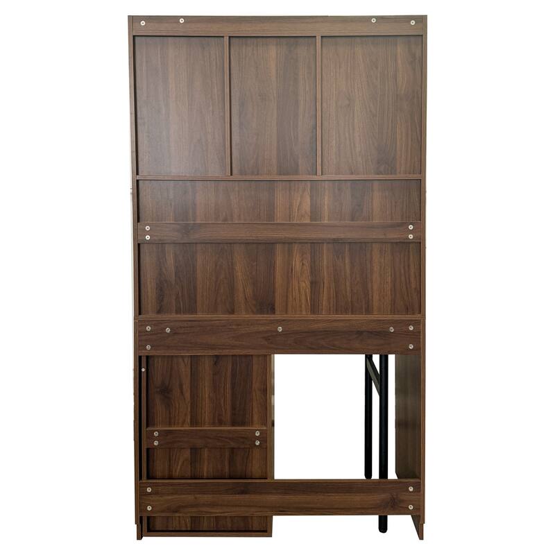 Computer Desk With Glass Door For Home Office Or Study Desk,Bookshelf & Hutch,Computer Desk With 90 Degree Rotating Desktop