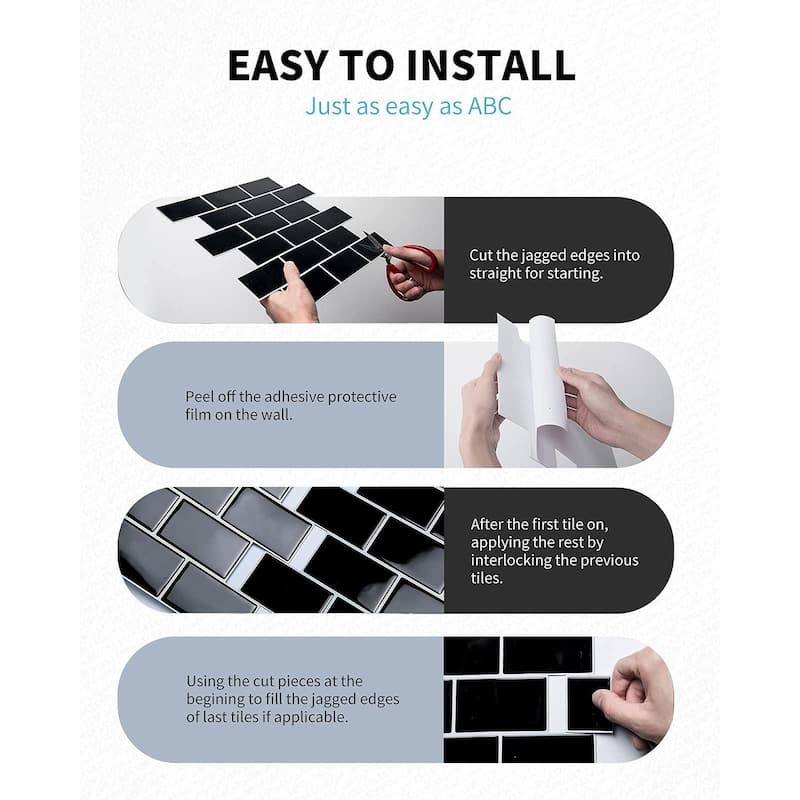 Art3d 10-sheet Subway Tiles Peel and Stick Backsplash for kitchen（thicker design）