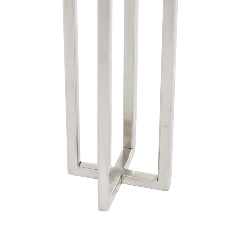 Silver Stainless Steel Candle Holder (Set of 2) - 4 x 4 x 13