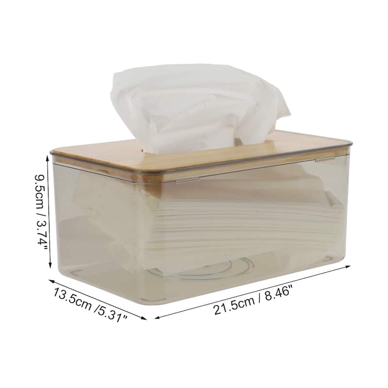 1 Pcs Waterproof Medium Suqare Tissue Box for Living Room Table Desk - Clear Black - L