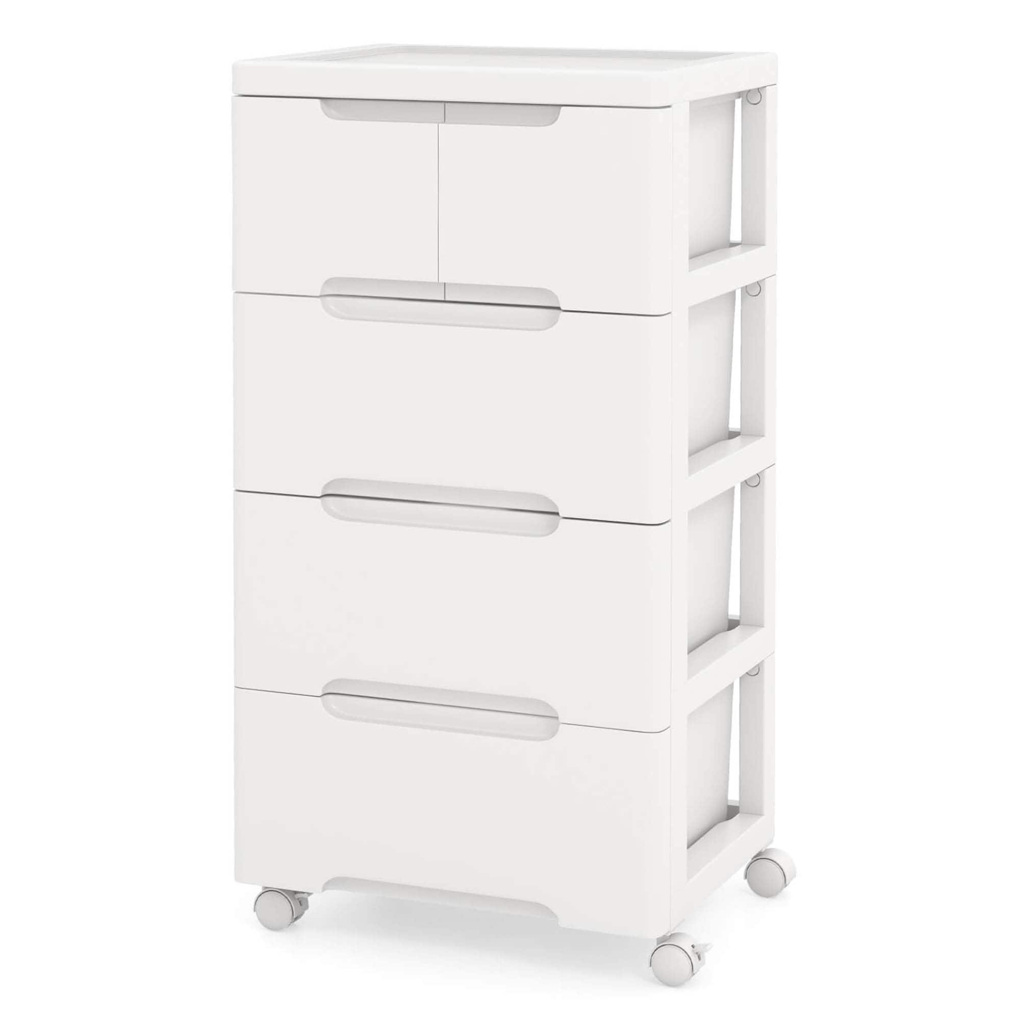 1/2 PCS 5-Drawer Plastic Storage Cart w/ 4 Universal Wheels Cabinet