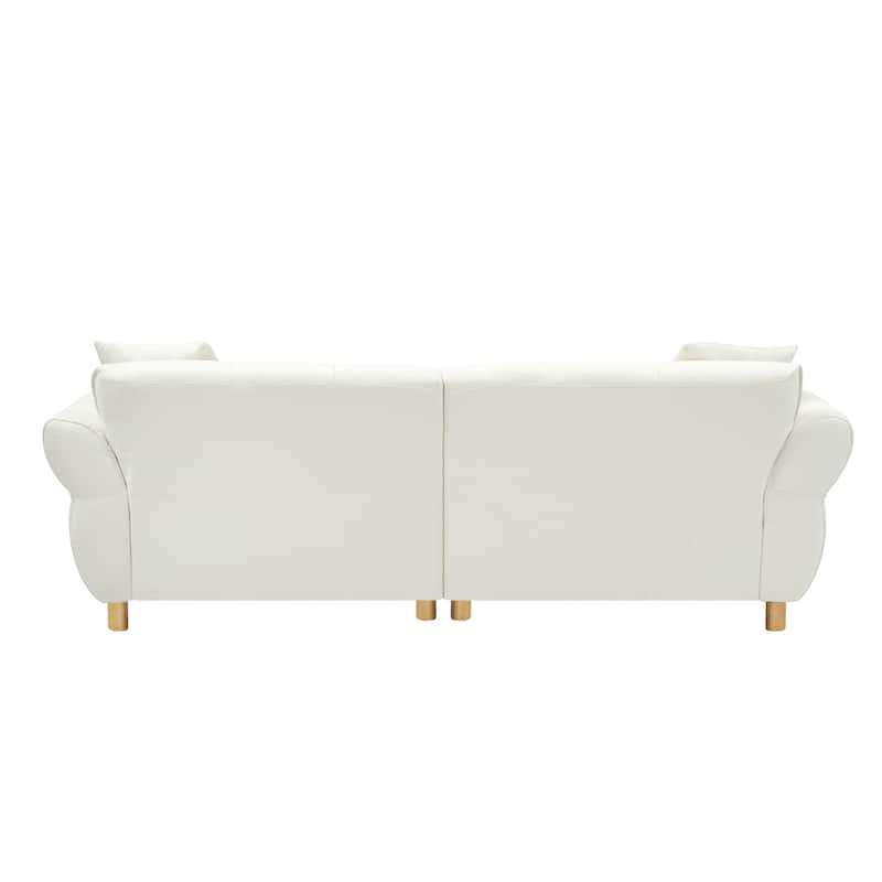 Flared Arms Sofa Square Grid Design Lounge Couch with Pillows
