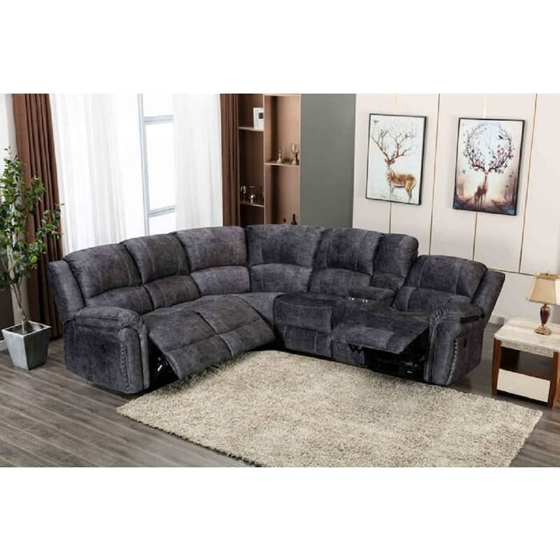 Modern Electric-Powered Reclining Modular Sectional Sofa with USB - Grey