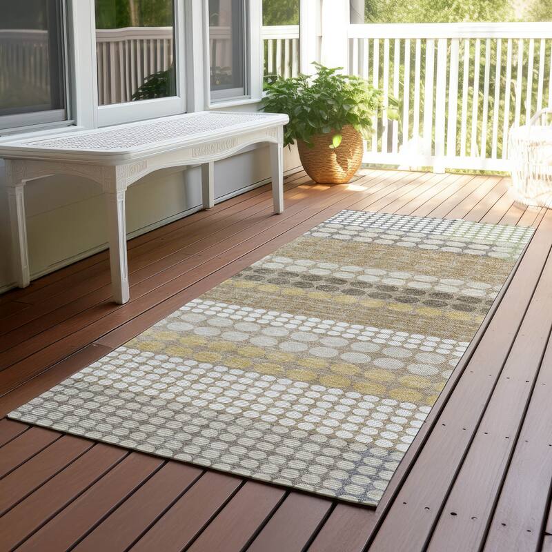 Machine Washable Indoor/ Outdoor Casual Dotty Chantille Rug - Beige - 2'3" x 7'6"
