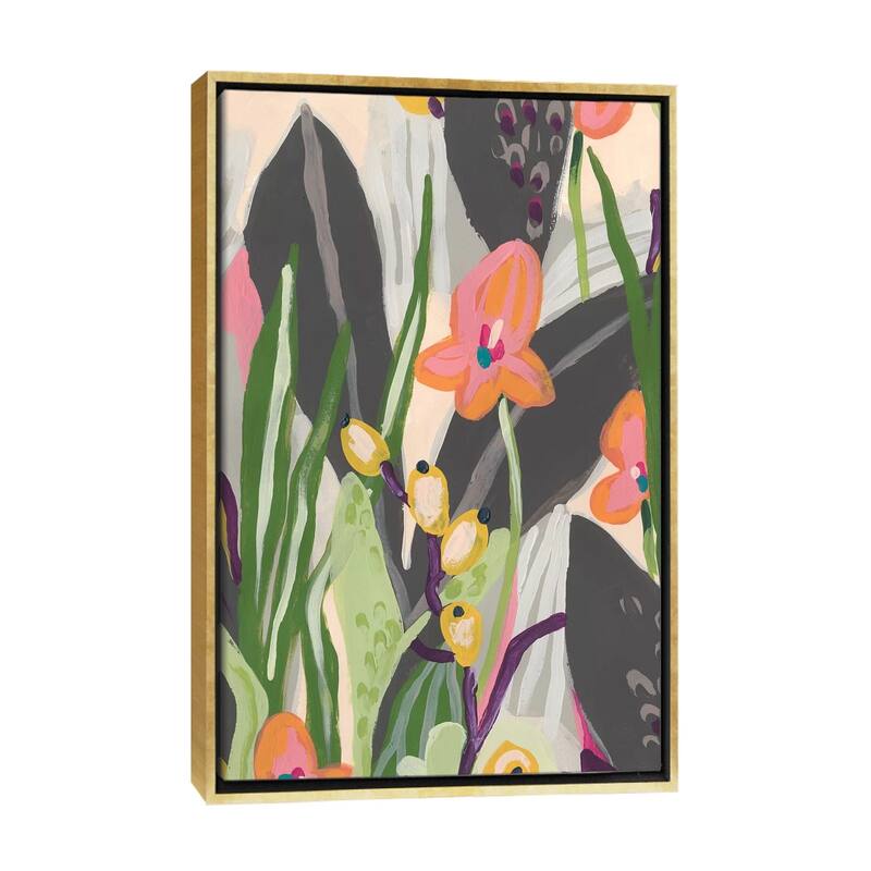 iCanvas "Vibrant Ladyslippers I" by June Erica Vess Framed - Gold - 48x32