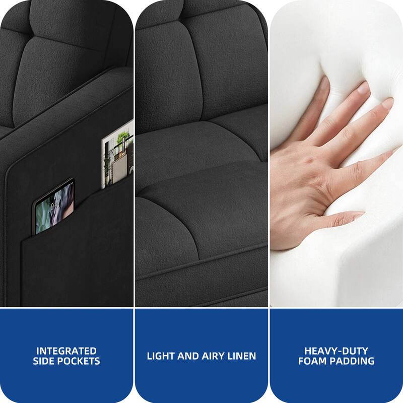 Moasis 3-in-1 Multi-Functional Sleeper Sofa with Iron Frame Pull-Out Bed,Loveseat Bed with USB Port