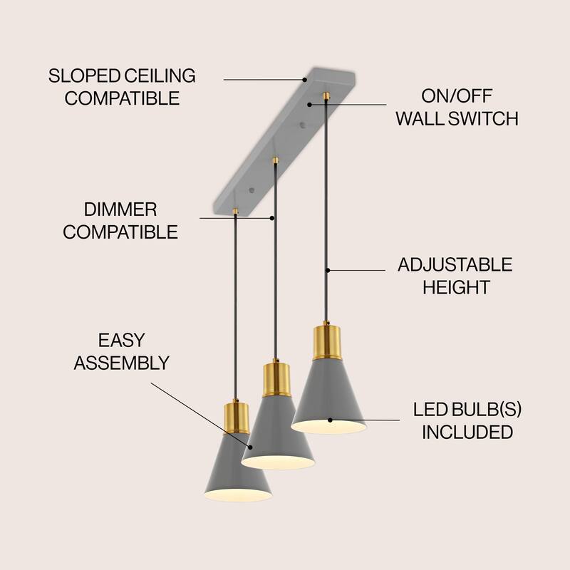 Watts Mid-Century Modern Iron LED Pendant, by JONATHAN Y