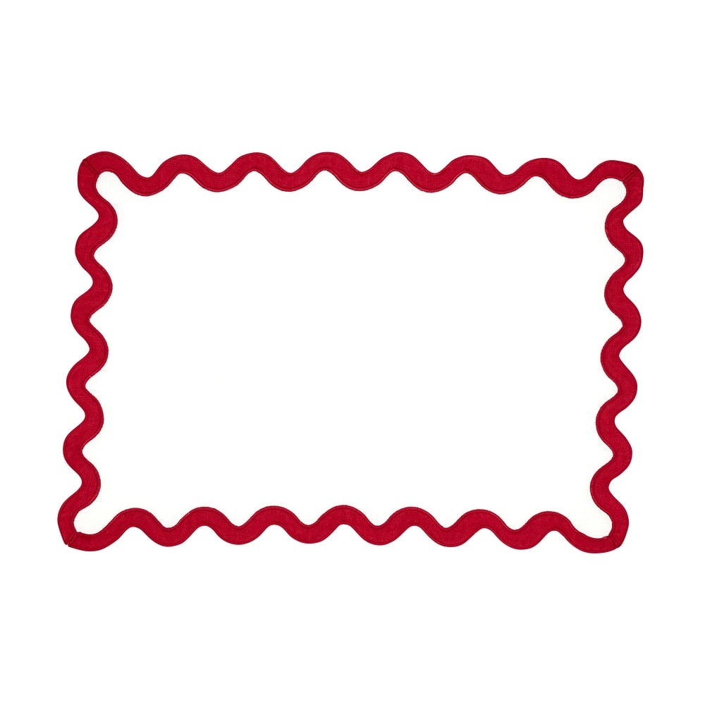 100% Linen Eco Scallop Border Placemat (Set of 4) - 13"x19"