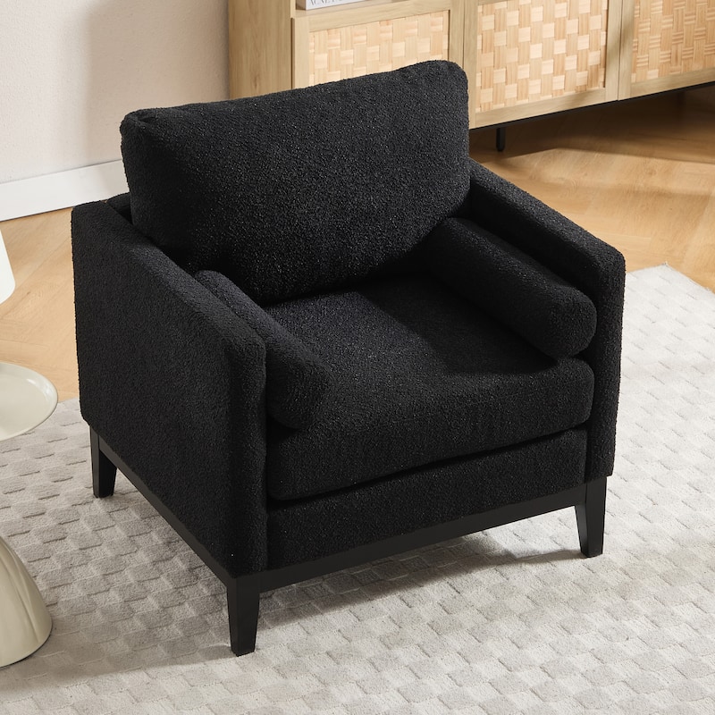 35.4"W Modern Reading Chair Set of 2,Upholstered Accent Chair with Pillows and Wood Legs