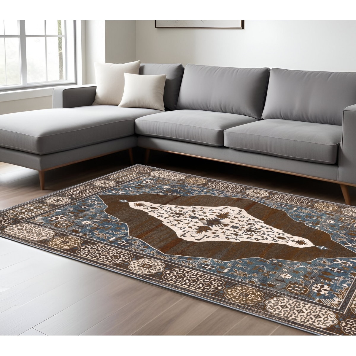 HomeRoots Bedo Medallion Traditional Rectangle Area Rug