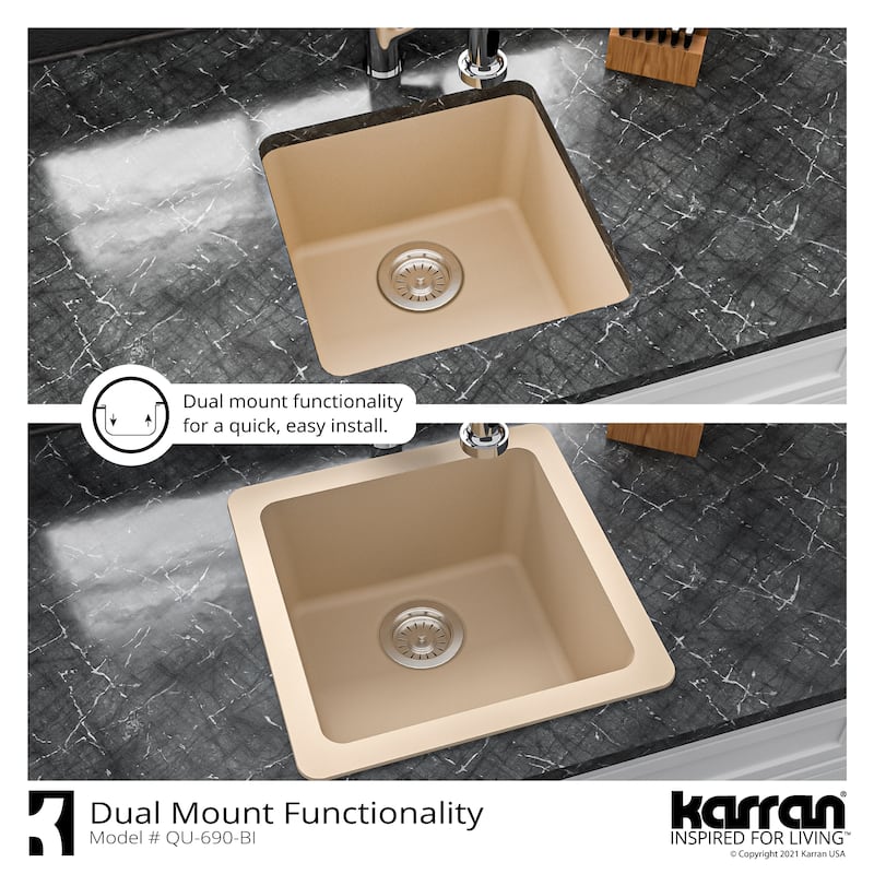 Karran Undermount Quartz Bar Single Bowl Sink