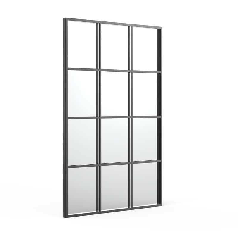 Black Window Pane Wall Mirror Rectangular Accent Mirror - 47.25"×31.5"