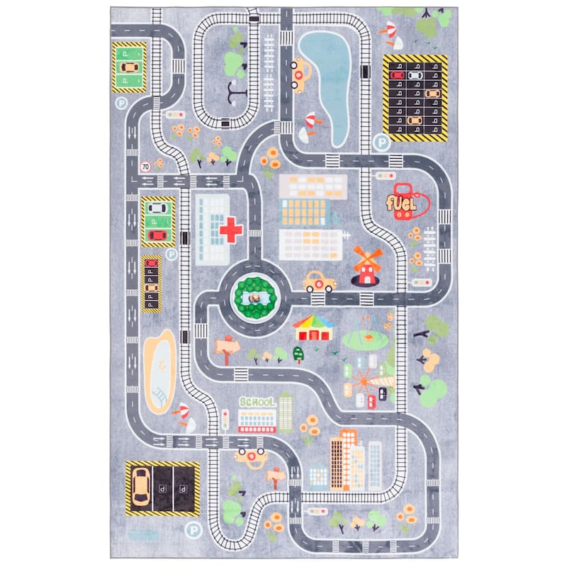 SAFAVIEH Santa Monica Kids Secundina Kids Rug - 5' x 8' - Light Grey/Grey - Rectangle