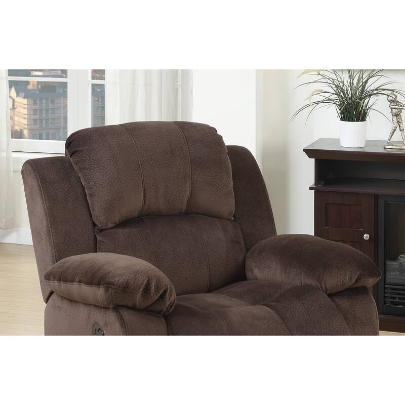 Motion Recliner Chair 1pc Rocker Recliner Couch Living Room Furniture Chocolate Padded Suede Metal Reclining