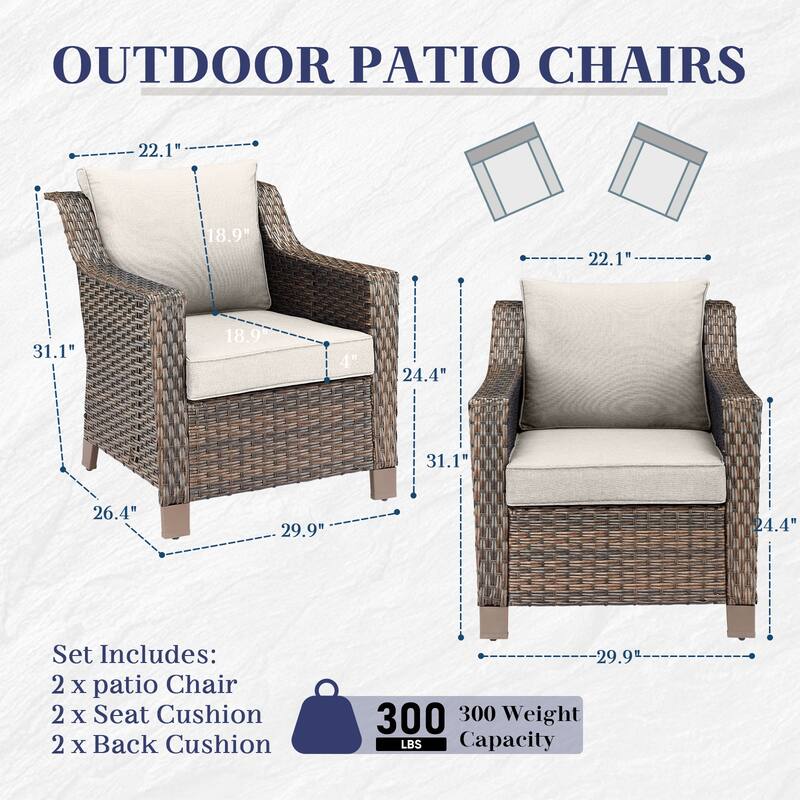 Gymojoy Outdoor Wicker Patio Chairs Set of 2 with Cushions