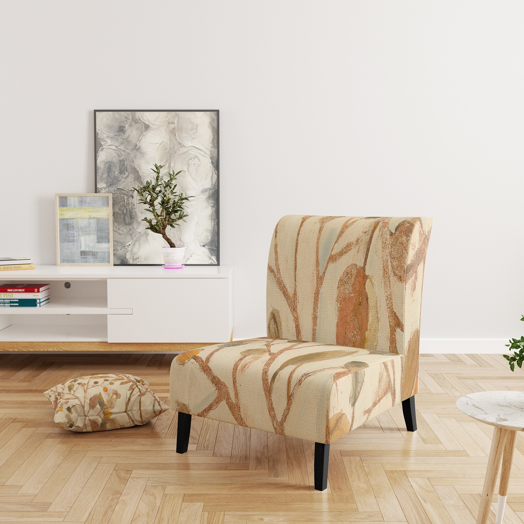Designart "Copper Branches Composition" Upholstered Lake - Picture 12 of 15