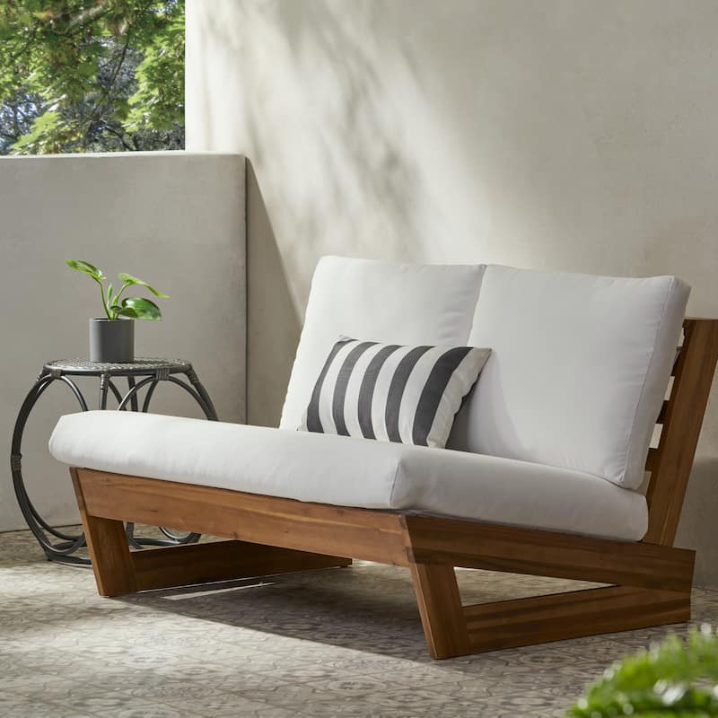 Sherwood Outdoor Acacia Wood Loveseat by Christopher Knight Home