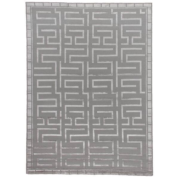 Exquisite Rugs Metro Velvet Silver New Zealand Wool and Silk Rug (10' x ...