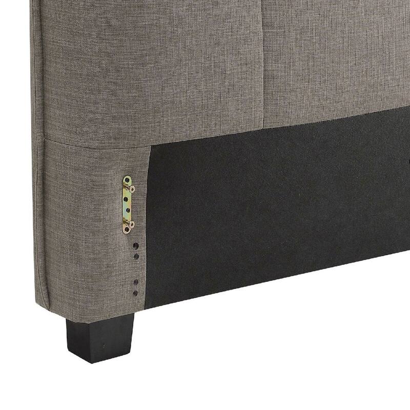 Amy King Headboard, Knife Edges, Tufted Linen, Gray