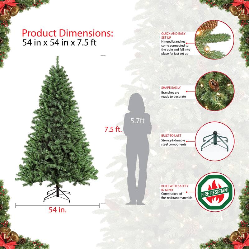 Puleo International 7.5 ft. Pre lit Northern Fir Artificial Christmas Tree