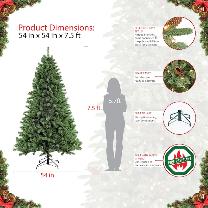Puleo International 7.5 ft. Unlit Northern Fir Artificial Christmas Tree