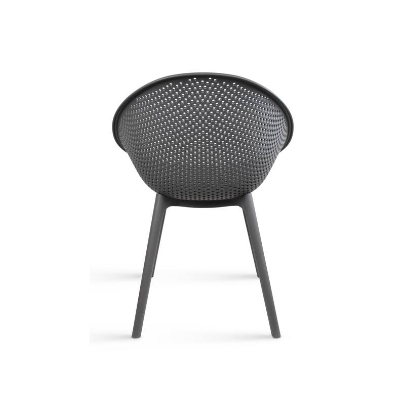 Modern Plastic Dining Chair Plastic Legs with Breathable Perforated Egg Shaped Seat for Indoor/Outdoor Use