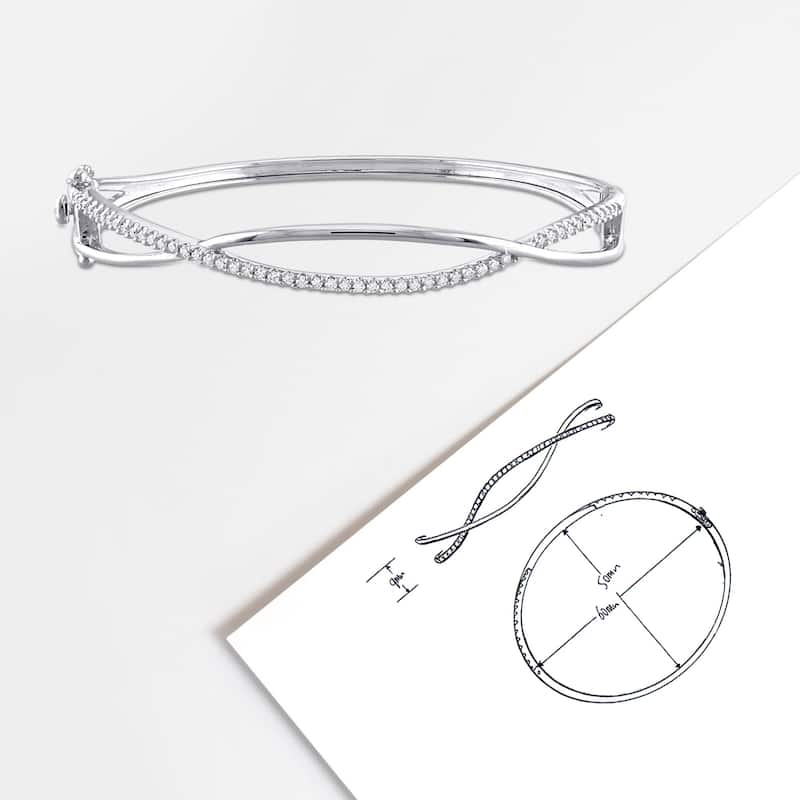 Miadora 1/2ct DEW Created Moissanite Criss-Cross Bangle in Sterling Silver