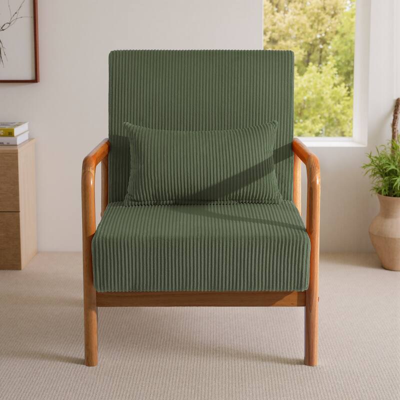 Mid-Century Upholstered Accent Chair with Wood Frame