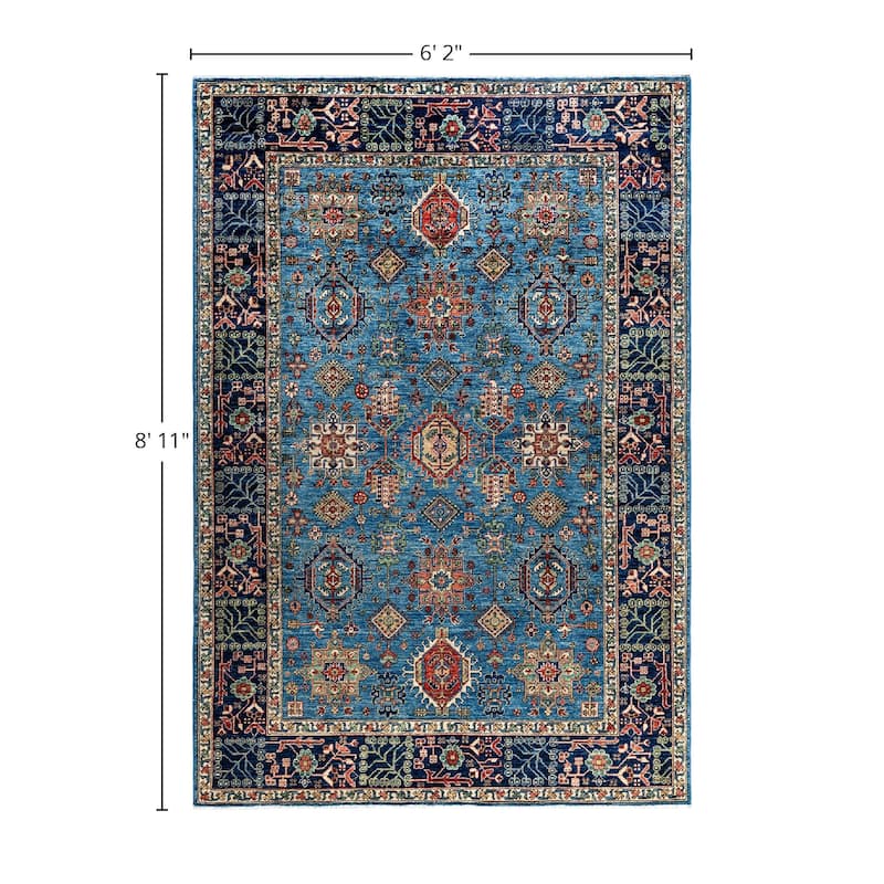 Serapi One-of-a-Kind Hand-Knotted Area Rug - Light Blue, 6' 2" x 8' 11" - 6' 2" x 8' 11"