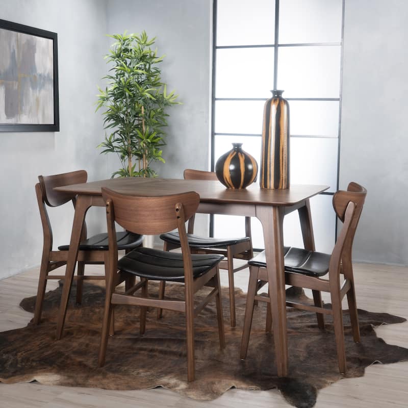 Anise 5-piece Wood Rectangular Dining Set by Christopher Knight Home -  Dark Brown + Walnut