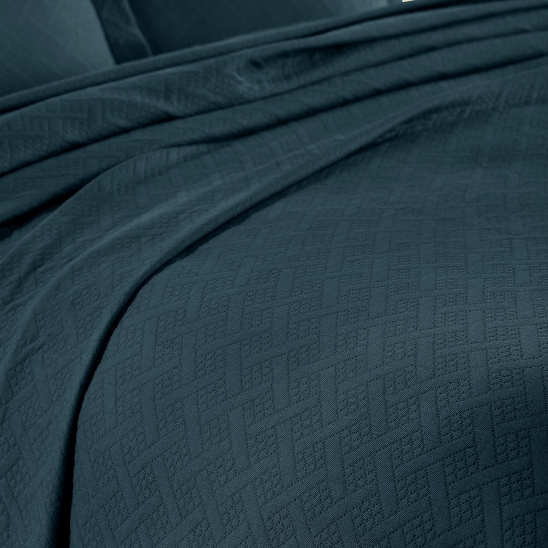 Superior Basketweave Cotton Decorative Bedspread Set