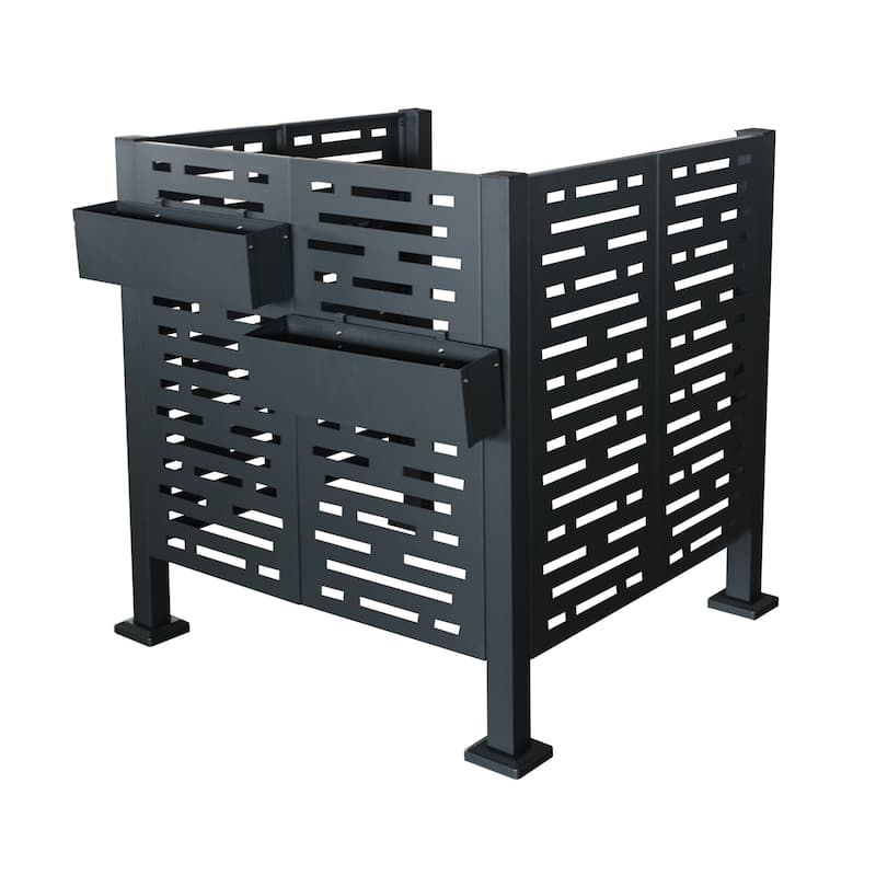 GDF Studio - Runham Outdoor Metal Privacy Fence Cover for AC with Galvanized Steel Panels