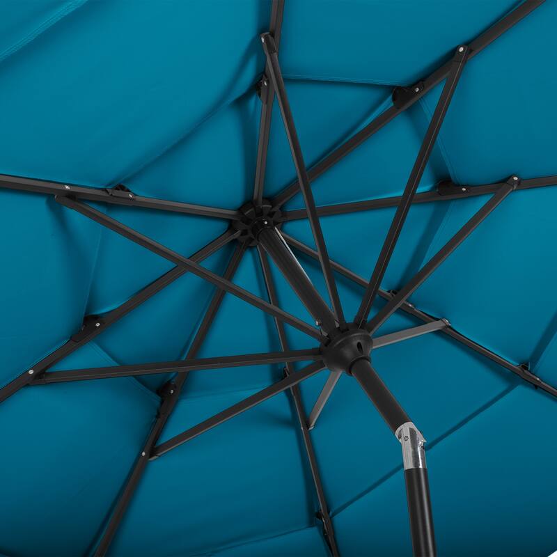 10 ft Patio Umbrella, 3-Tiered Sunshade with Push Button Tilt and Easy-Open Crank, Outdoor Umbrella for Deck, Yard