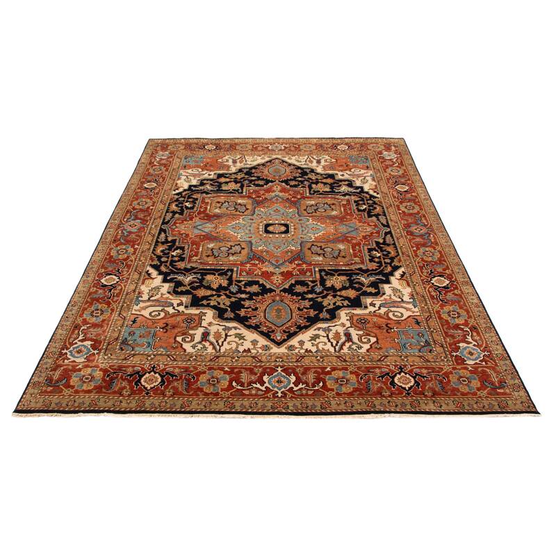 ECARPETGALLERY Hand-knotted Jules Sultane Dark Navy Wool Rug - 8'9 x 11'8