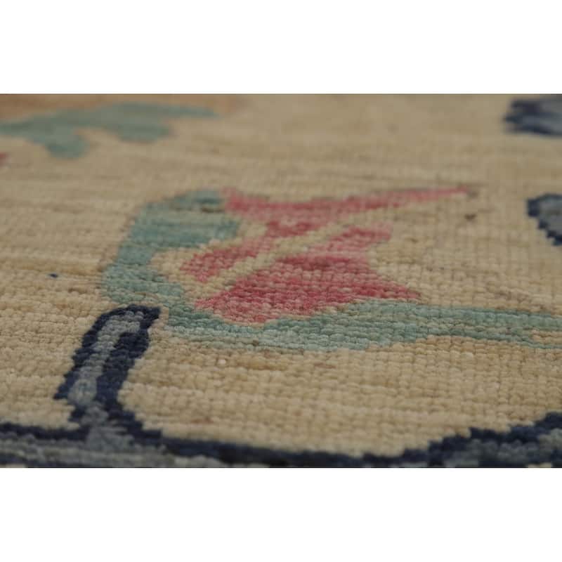 Hand Knotted Oriental 100% Wool Carpet Transitional All-Over Beige & Ivories Oushak Area Rug - 11' 9'' X 8' 10''