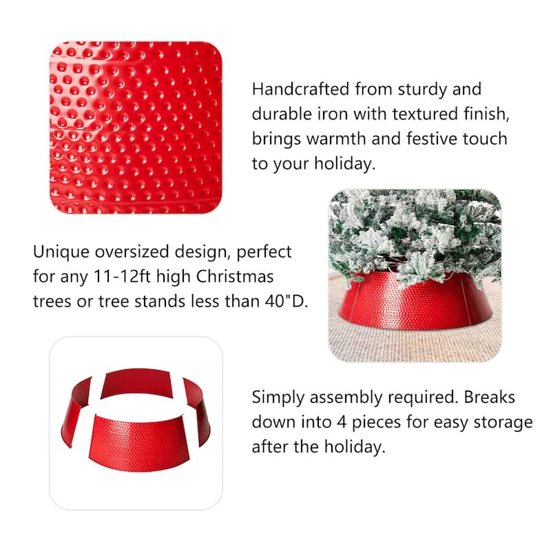 Glitzhome 40.5"D Christmas Hammered Metal Tree Collars