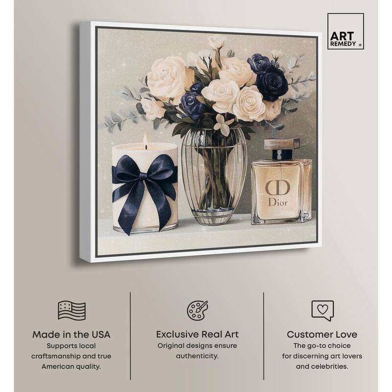 Ivory Perfume Flowers in Vase Canvas by Art Remedy
