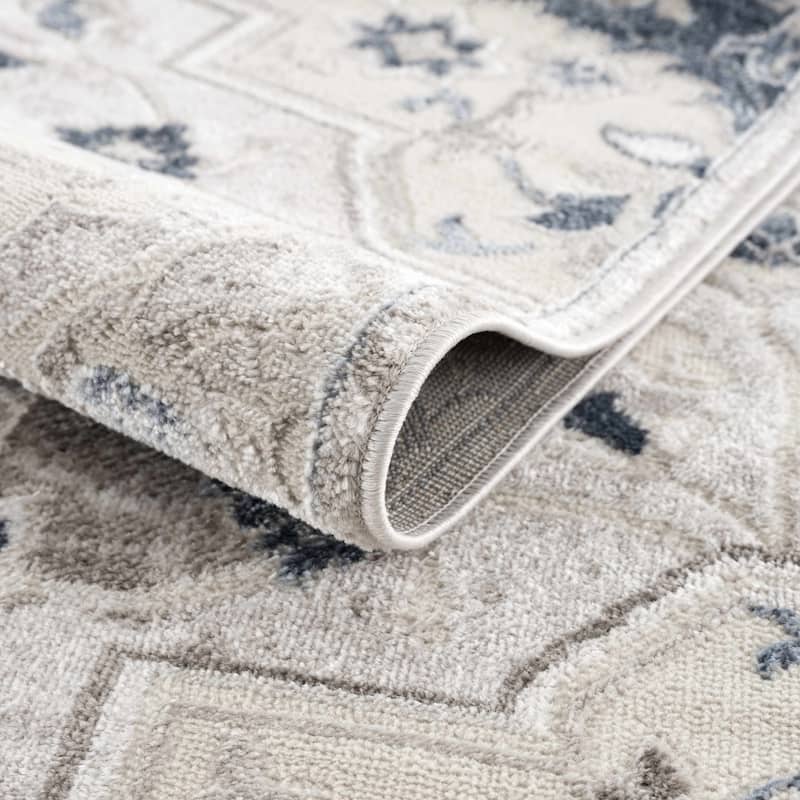 Hauteloom Calum Living Room, Bedroom Area Rug - Farmhouse - High Pile - Pink,Gray - 7'9" x 9'6"