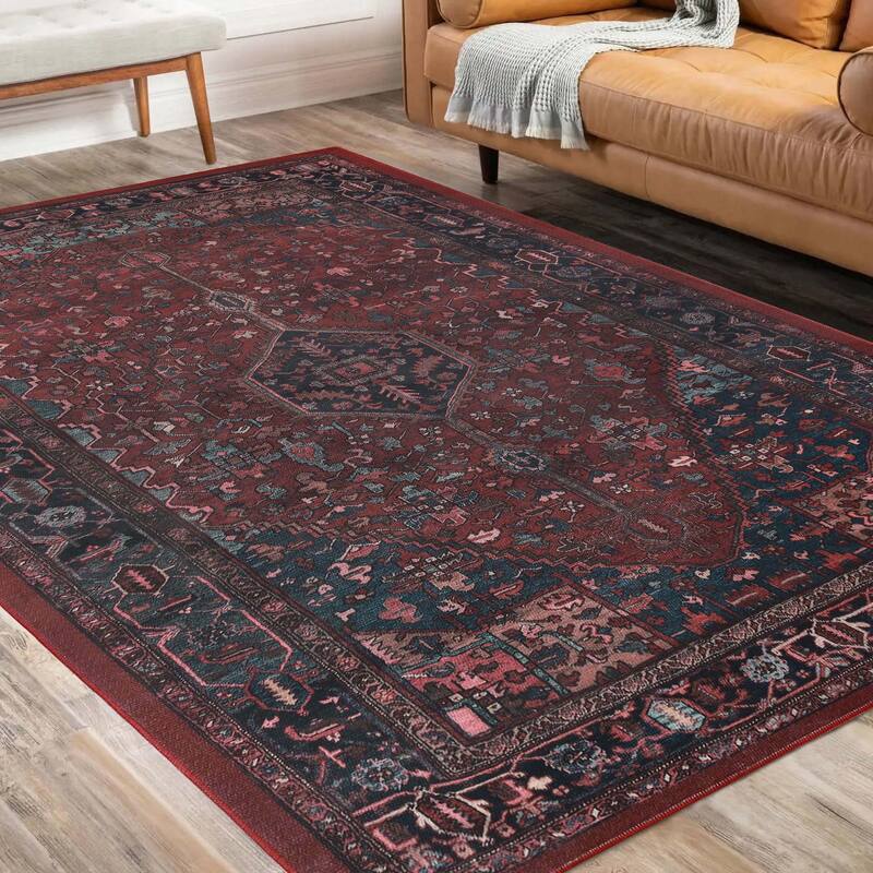 Superior Cardinal Vintage Machine Washable Indoor Area Rug or Runner