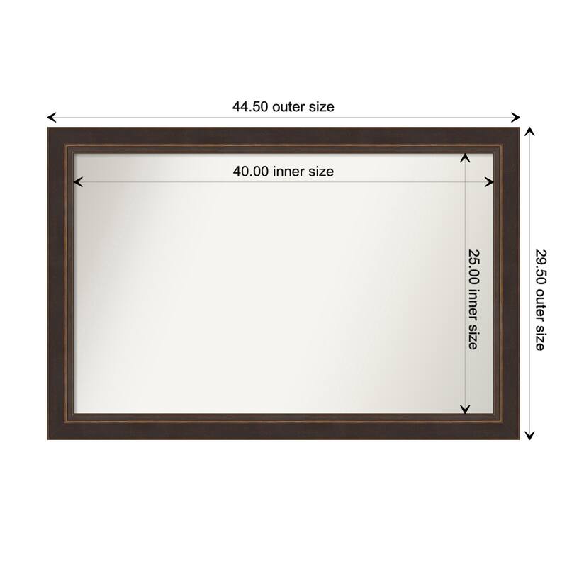 Lara Bronze Framed Non-Beveled Custom Wall Mirror, Bathroom Vanity Mirror - Outer Size: 44.5 x 29.5