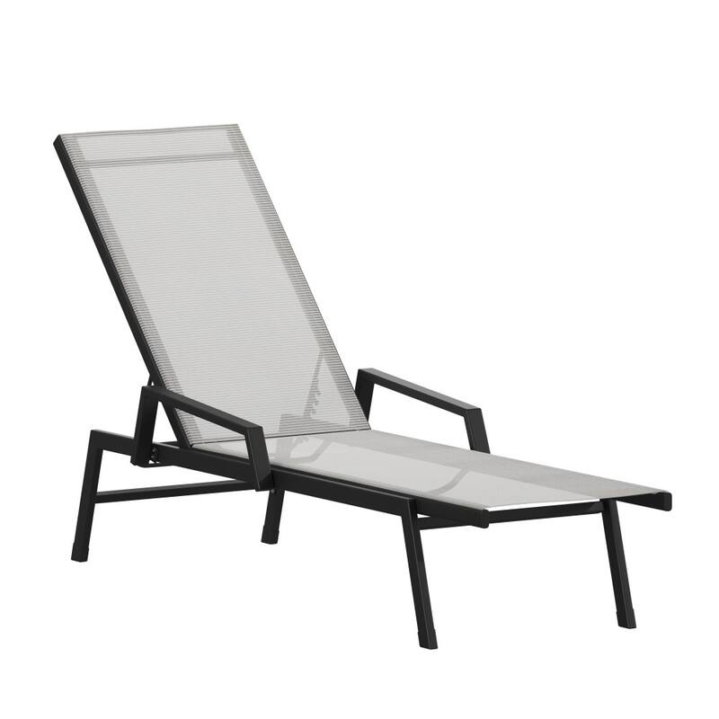 All-Weather Textilene Adjustable Chaise Lounge Chair with Arms
