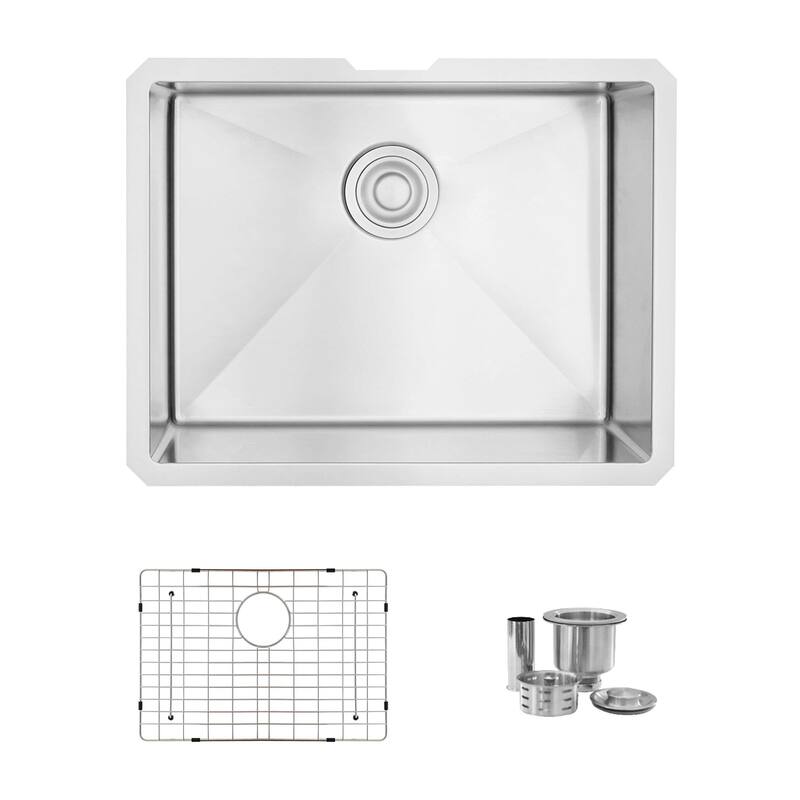 Undermount 23" Single-Bowl Stainless Steel Kitchen Sink S-307XG - 23" x 18" x 10"