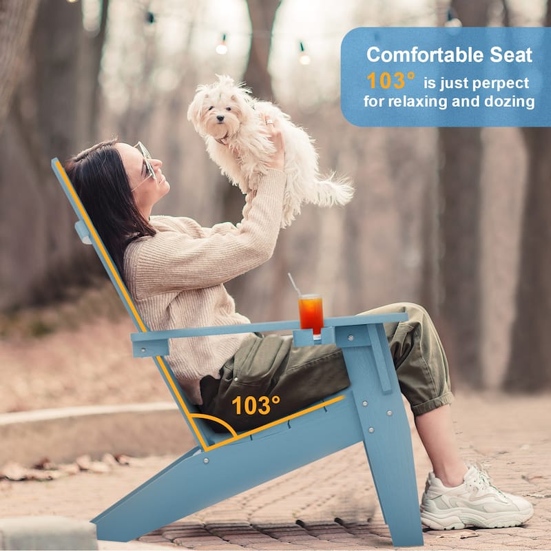 Adirondack Chair with Cup Holder Weather resistant Garden Patio Chair by WINSOON